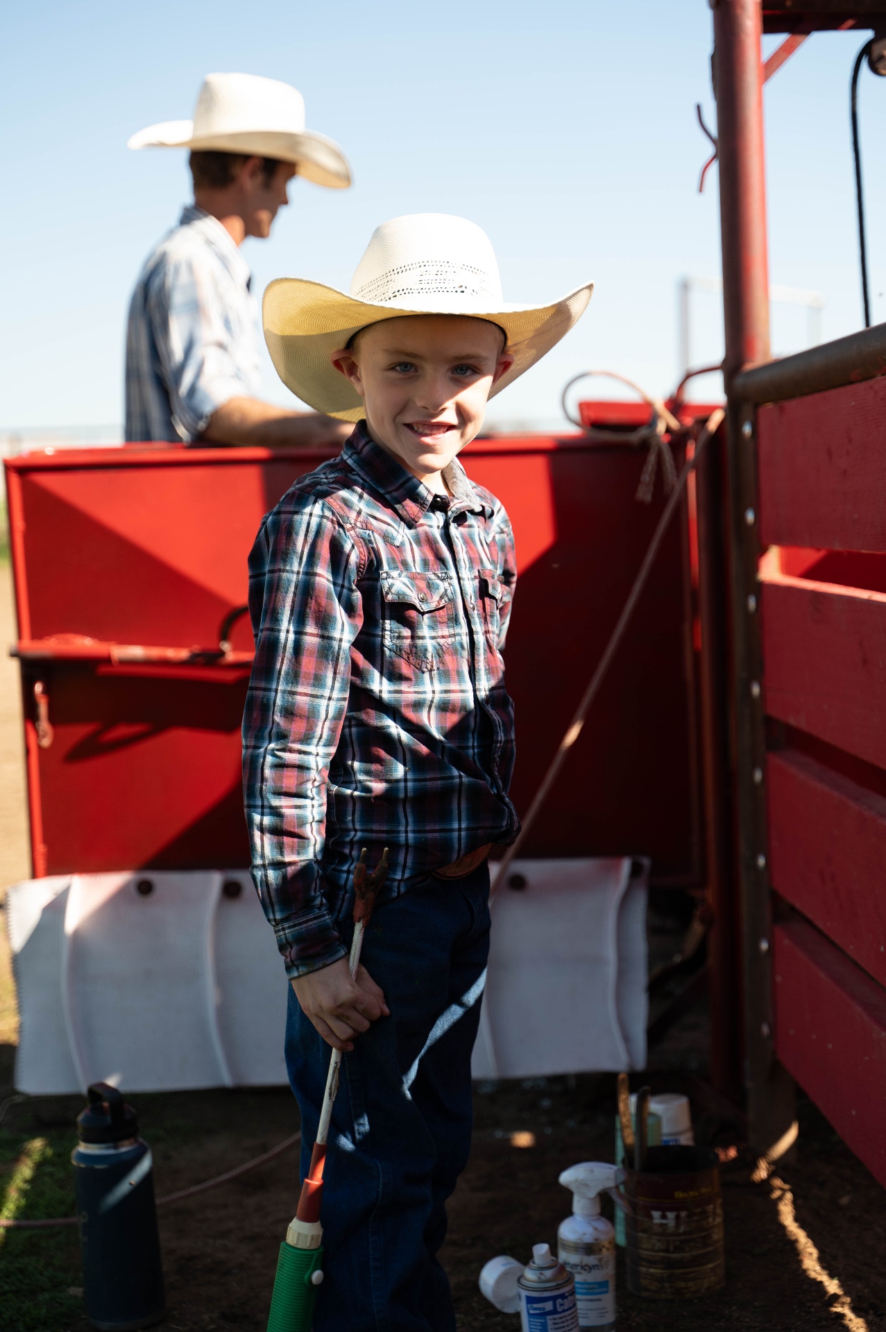 Young rancher on the job